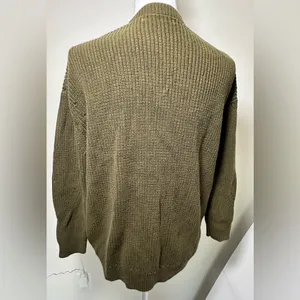 MANGO cotton knit cardigan in dark green thumbnail 4