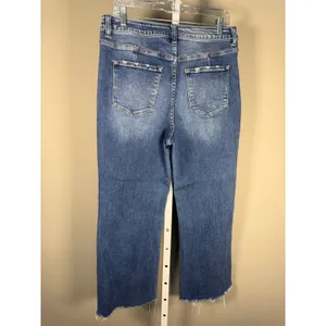 Flying Monkey High Rise Wide Leg Crop Jeans Raw Hem Size 31 thumbnail 3