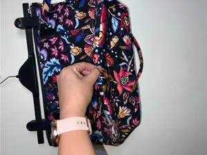 Vera Bradley Black Quilted Tote with Pink, Purple and Blue Floral Print thumbnail 3