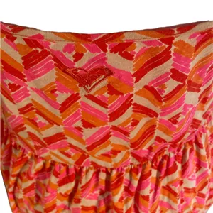 Roxy Orange, Red, White & Pink Abstract Print Cut Out Back Sleeveless Sundress M thumbnail 3