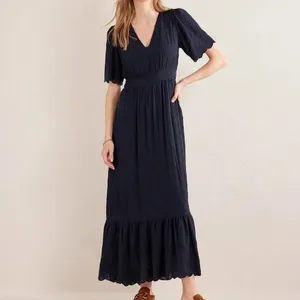 BODEN Broderie Floral Anglaise Eyelet Maxi Dress Navy Blue Embroidered US 2 thumbnail 4