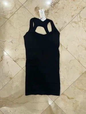 Black Ribbed Padded Dress Brown Size M thumbnail 3