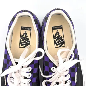 Vans Customs Shoes Womens 8.5 Mens 7 Black Purple Low Top Checkerboard Sneakers thumbnail 6