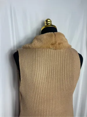 Twelfth Love Sherpa Coat Med Camel Faux Suede Cozy vest Open Front Cardigan thumbnail 6