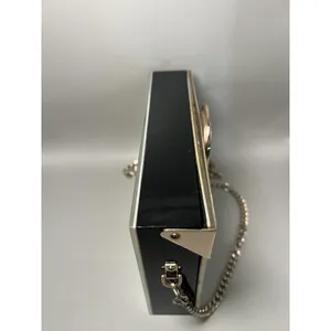 Zara Clutch Bag Womens Silver White Acrylic Shell Purse Chain Shoulder Evening thumbnail 12