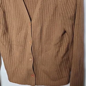 Wilfred Aritzia Button Down 55% Wool Tan Cardigan Sweater Sz 2XL thumbnail 4