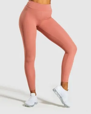 Gym Shark Leggings Size Medium Blush Pink Laser Cut Gym Yoga Logo Sporty thumbnail 1
