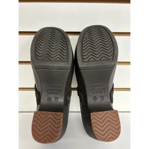 CROCS Dual Comfort Clog Slide Blue Brown Floral Womens Size 7 Heels Comfort Boho thumbnail 8