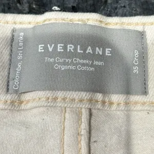 Everlane Cream Off-White Curvy Cheeky Organic‎ Jeans Denim Women's Size 35 Crop thumbnail 4