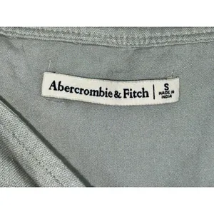 Abercrombie & Fitch Green Linen Tie Front Puff Sleeve Crop Top Womens Size Small thumbnail 3