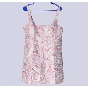NWT Amanda Uprichard Grady Dress Pink Floral Jacquard Mini Square Neck‎ Medium thumbnail 4