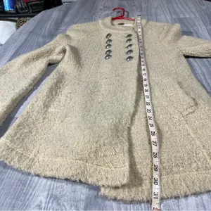 Free People Cornflower Tan Military Sweater Coat; Medium thumbnail 7