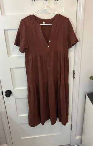 Brown Linen Maxi Dress thumbnail 1