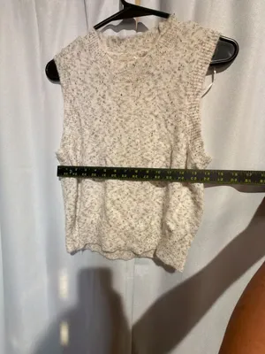 RD Style Knitted Sweater Vest S/P Sleeveless Crew Neck Beige Multicolored Fleck thumbnail 5