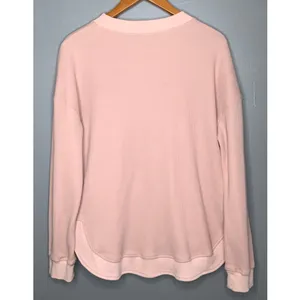 Blush Pink Long Sleeve Waffle Knit Crewneck Pullover Tunic XL thumbnail 3
