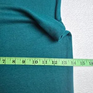 ASOS 36Y NWT Teal Ribbed Knit Maxi Dress Flared Lettuce Hem Sleeve Long Sleeve S thumbnail 9