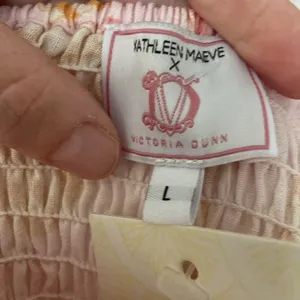 Victoria Dunn x Kathleen Maeve Taylor Linen-Blend Mini Dress (Sz L) Seashell NWT thumbnail 4