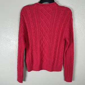 NEW‎ J.Crew Mock Roll Neck Cable Knit Sweater Womens XS Pink Fisherman Cotton thumbnail 3