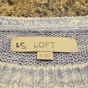 Loft‎ Womens Sweater Tunic Long Sleeve Crewneck Beachy Blue White Size XL EH thumbnail 4