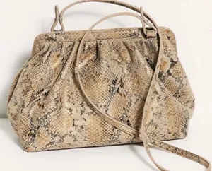 Free People Echo Leather Snake Print Clutch Crossbody Bag thumbnail 1