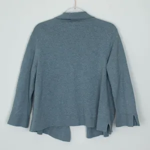J. Jill Womens Cardigan Sweater Open Front Blue Gray Size L Flare‎ Sleeve Staple thumbnail 6