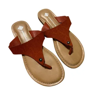 Antonio Melani Lennore Rust Red Size 6 leather flat thong sandals faux snake thumbnail 1