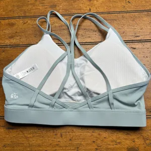 Light‎ Blue Strappy Sports Bra Size M Yoga Workout Fitness Athleisure thumbnail 2