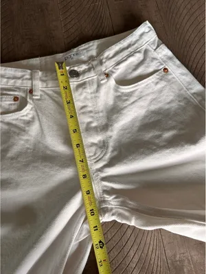 Parke Wide Leg Relaxed Jeans Raw Hem Button Fly White Wash Women’s size 25 thumbnail 12