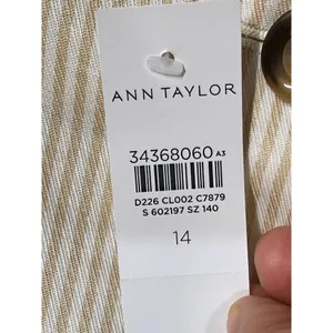Ann Taylor The‎ Seamed Straight Crop Pant Beige Stripe Sz 14 High Rise Office thumbnail 8
