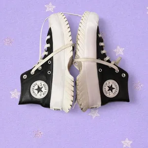 Black leather platform high top Converse thumbnail 3