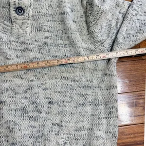Ministry of Fashion 1886 Marled Knit Henley Hoodie Sweater Cream Grey Medium thumbnail 5