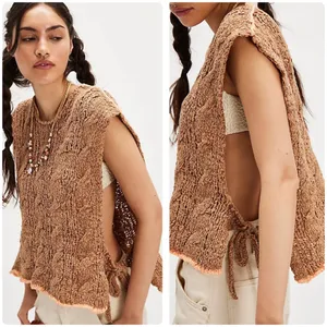 Free People Womens Arlo Knit‎ Praline Combo Boho Festival Side Tie Top Size S thumbnail 2