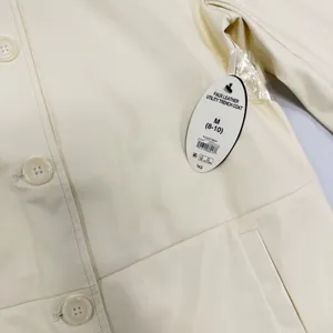 Scoop Cream Faux Leather Utility Trench Coat Womens Size M Longline Jacket NEW thumbnail 2