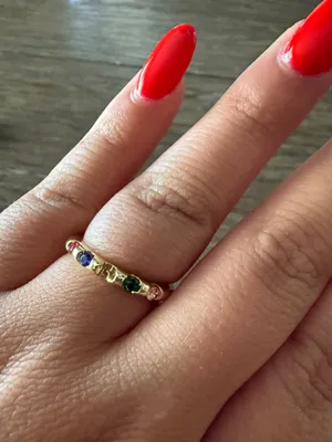 Rainbow birthstone ring with stones size 8 Gold thumbnail 1