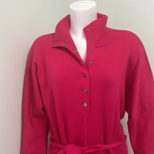 ANTHROPOLOGIE Daily Practice Polo Knit Mini Tunic Dress Hot Pink Small NEW thumbnail 7