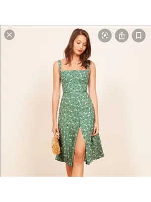 Reformation “Persimmon” green floral dress 2 thumbnail 3