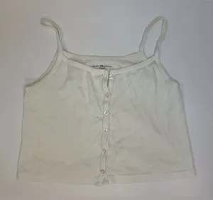 Brandy Melville Women’s Cream Button-Up Cropped Top Size‎ XS-S thumbnail 1