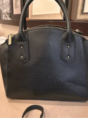 Anne Klein Structured Black Leather Top-Handle Satchel with Tassel Accent thumbnail 4