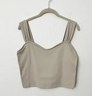 [Abercrombie & Fitch] Nude Light Taupe Soft Sweetheart Crop Tank Top Sz Large L thumbnail 2