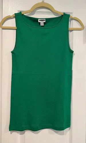 NWOT J. Crew Size XS Mid Weight Boat Neck Kelly Green Knit Cotton Tank Top thumbnail 1
