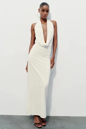 Zara maxi dress gown bodycon halter plunge neck party formal wedding evening thumbnail 13