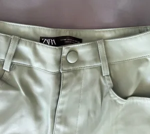 Zara Light Green Leather Pants thumbnail 6