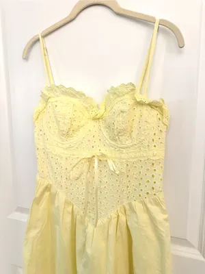 Revolve More to Come Marleen Maxi Dress in Yellow Small Womens Eyelet Long thumbnail 7