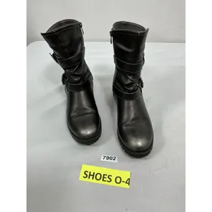 Womans Excellent Global Win Ankle Moto Combat Style Boots 10 Distressed Silver thumbnail 2