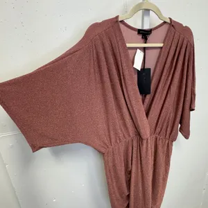 NWT Gibsonlook Rose Gold Metallic Knit V-Neck Dolman Sleeve Midi Dress‎ Stretch thumbnail 8