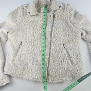 Anthropologie Elevenses Boucle Moto Jacket Textured‎ Ivory Cream Size Medium thumbnail 10