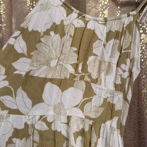 Billabong Green Ivory Your Babe Floral‎ Midi Lightweight Dress Medium thumbnail 4