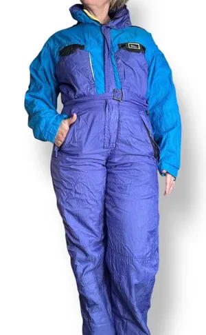 Vintage 90s Inside Edge Purple Blue One Piece Ski Suit‎ Youth XL Womens Fit Snow thumbnail 1