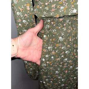 Gap cottagecore‎ Olive Green Ditsy Floral Button Front Long Sleeve Mini Dress thumbnail 4