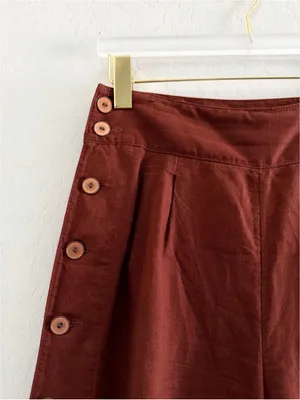 Anthropologie Wide Leg High Waist Linen Pant Button Leg Detail Size 4 thumbnail 5